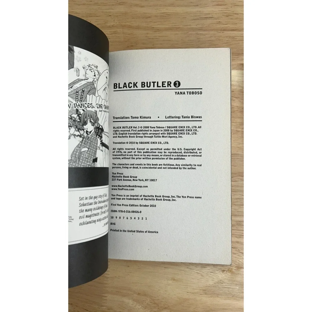 Black Butler Vols. 1, 3, 6, Yana Toboso, Yen Press, English, Manga, Paperback‎